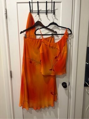 Vintage 3 piece skirt top scarf set